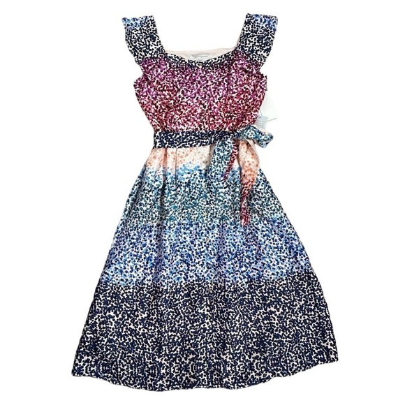 NWT Julia Jordan Short Flutter Sleeve Mixed Dot Twill Waist Tie Dress - Picture 4 of 15